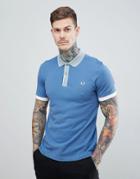 Fred Perry Riviera Striped Collar Pique Polo In Blue - Blue