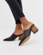 Asos Design Sloane Premium Leather Heeled Mules - Black