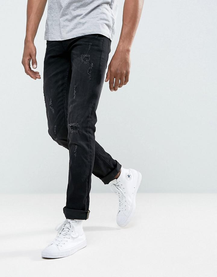 Blend Cirrus Skinny Fit Jean Black Ripped - Black