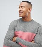 Asos Design Tall Sweatshirt With Color Blocking-pink