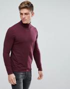 New Look Roll Neck Sweater In Dark Burgundy - Red