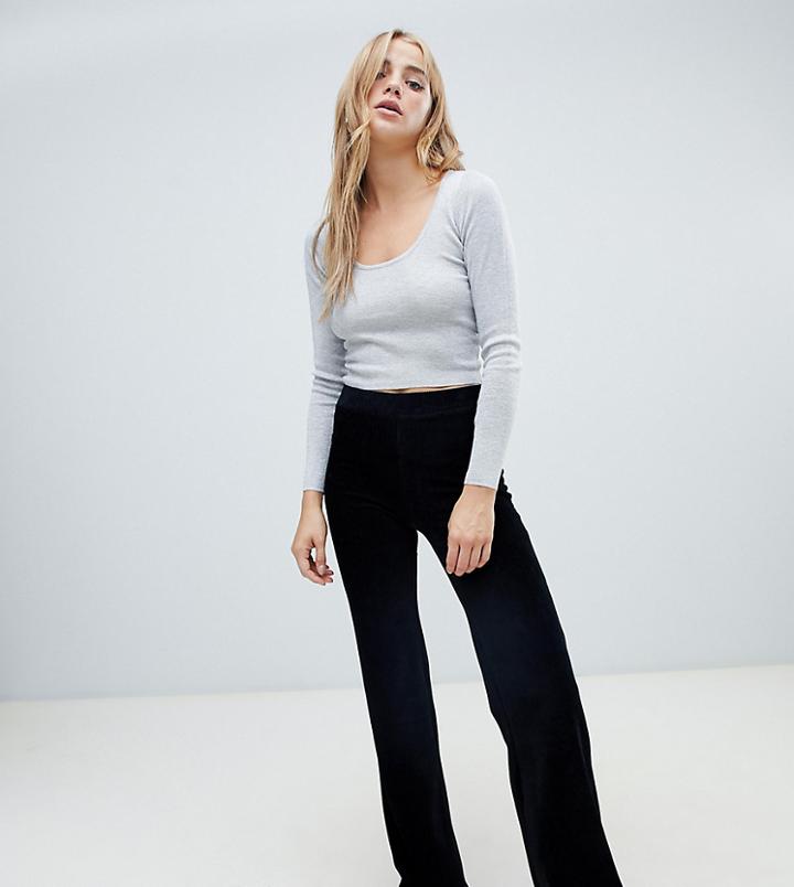 Pull & Bear Velvet Two-piece Pants In Black - Black