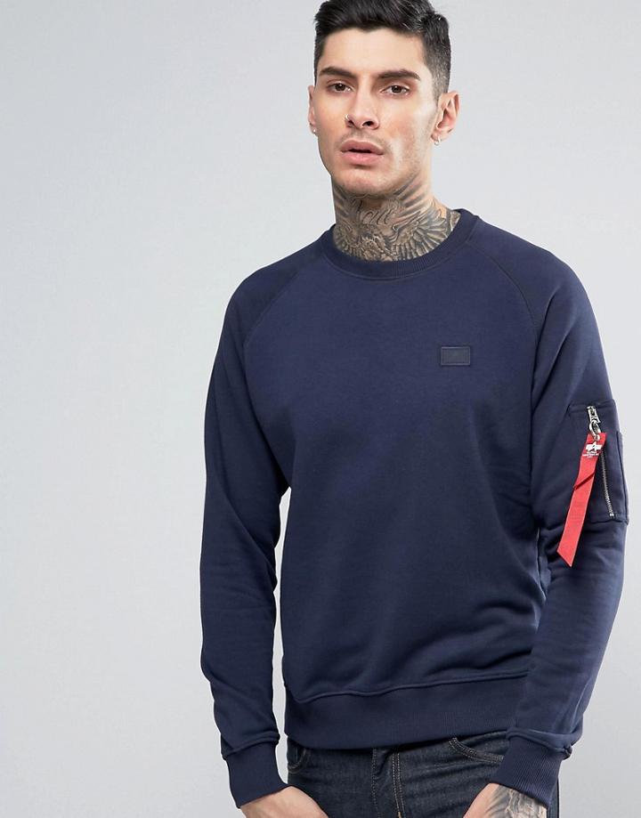 Alpha Industries Crew Sweat Small Logo In Navy - Navy