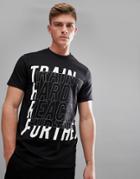 Bershka Sport Slogan T-shirt In Black - Black