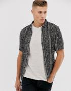 River Island Revere Collar Shirt With Geo-tribal Print In Black