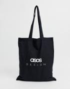 Asos Design Branded Cotton Tote Bag-black
