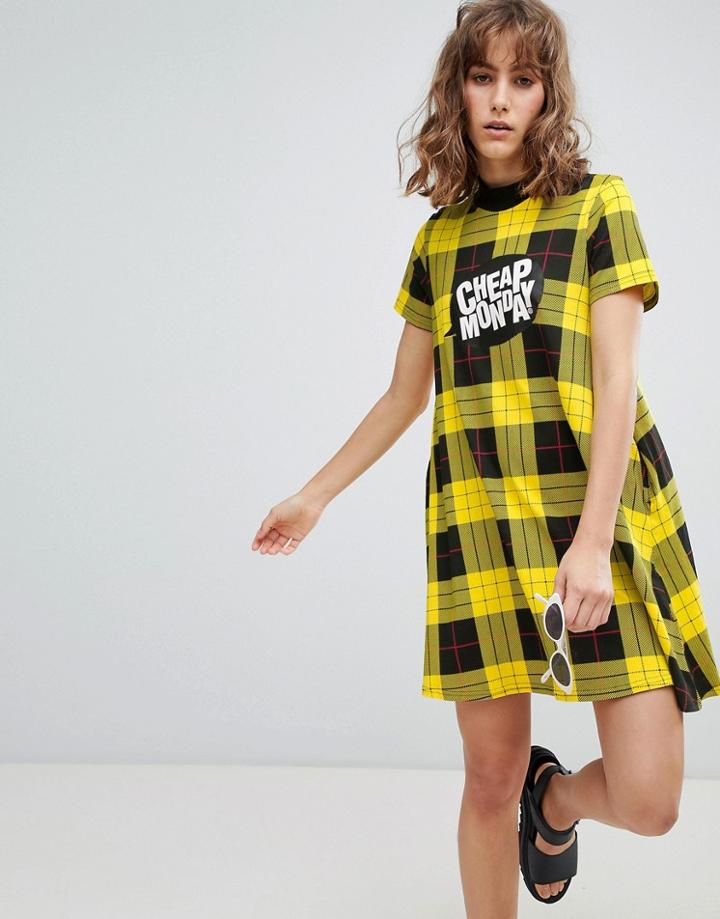 Cheap Monday Speech Bubble High Neck Check Dress - Multi