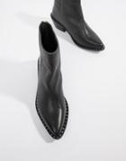 Religion Rhea Black Leather Zipped Back Heeled Ankle Boots - Black