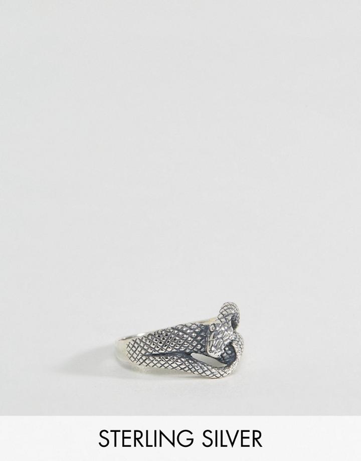 Asos Sterling Silver Ring With Wrap Around Snake Design - Silver