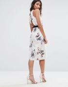 Little Mistress Floral Print Key Hole Back Midi Dress - Multi