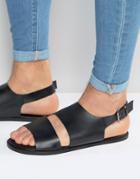 Asos Sandals In Black Leather With Cut Out - Black