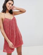 Abercrombie & Fitch Lace Tiered Swing Dress - Red