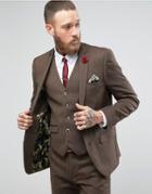 Harry Brown Wool Herringbone Suit Jacket - Brown