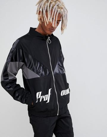 Profound Aesthetic Racing Windbreaker Track Jacket In Black - Black