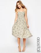 Asos Tall Wedding Ruched Midi Dress In Print - Multi