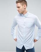 Jack & Jones Originals Linen Mix Long Sleeve Slim Fit Button Down Shirt - Blue