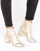 Raid Siena Gold Mid Heeled Ankle Boots - Gold