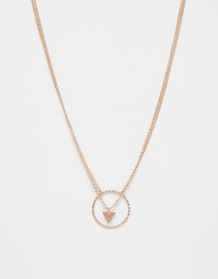 Asos Mini Triangle And Circle Necklace - Rose Gold