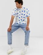 Asos Design Oversized T-shirt With All Over Dot Print And Turtleneck - White