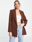 New Look Oversized Blazer In Chocolate-brown