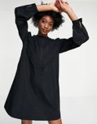 Jdy Swing Dress With Ruffle Detail In Black