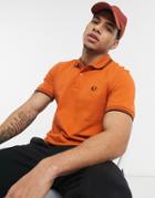 Fred Perry Twin Tipped Polo In Rust-orange