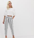 River Island Stripe Tie Front Peg Pants - Navy