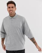 Asos Design Extreme Oversized Jersey Polo In Gray