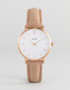 Cluse Cl30043 Minuit Leather Watch Rose Gold White/hazelnut - Brown