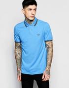 Fred Perry Polo Shirt With Tipping Slim Fit - Soft Blue