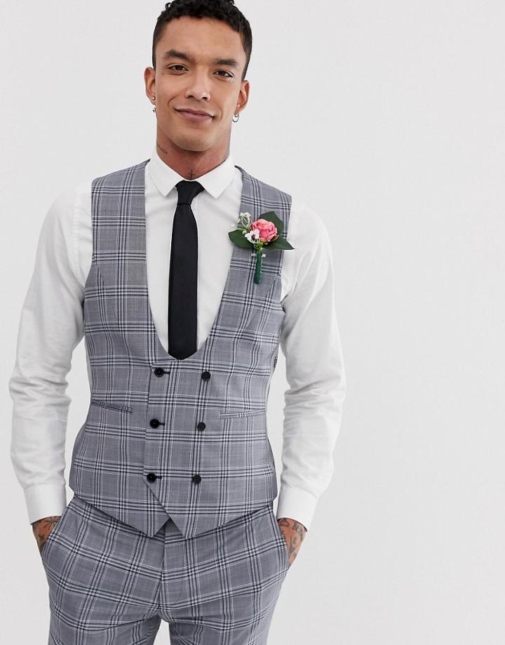 Twisted Tailor Vest In Gray Check - Gray