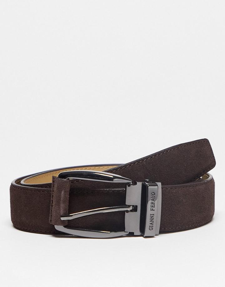 Gianni Feraud Belt In Brown Suede