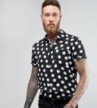 Reclaimed Vintage Inspired Chiffon Party Shirt With Short Sleeves In Reg Fit - Black