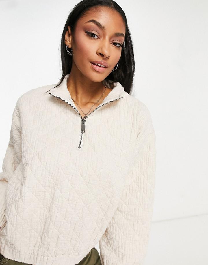 Madewell Half Zip Sweater In Oatmeal-gray