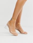 Public Desire Afternoon Mid Clear Heeled Sandals-beige