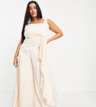 Yaura Plus Drape Top In Oyster - Part Of A Set-white