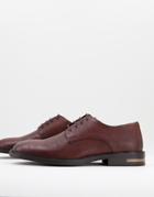 Walk London Oliver Derby Shoes In Brown Etched Leather