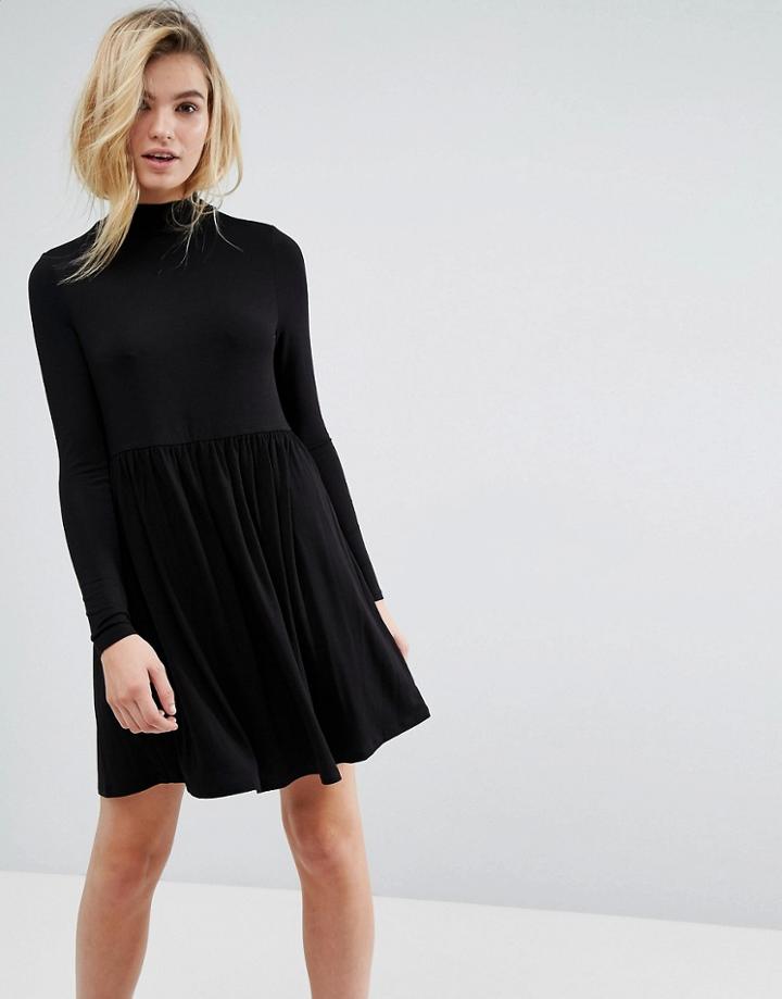 Asos Turtleneck Smock Dress - Black