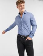 Asos Design Stretch Skinny Fit Shirt In Blue-blues