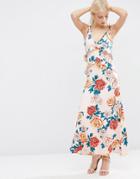 Asos Ruffle Maxi Dress In Occasion Floral - Multi