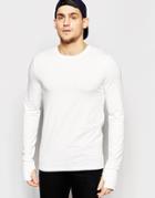 Asos Muscle Long Sleeve T-shirt With Thumbholes In Off White - Off White