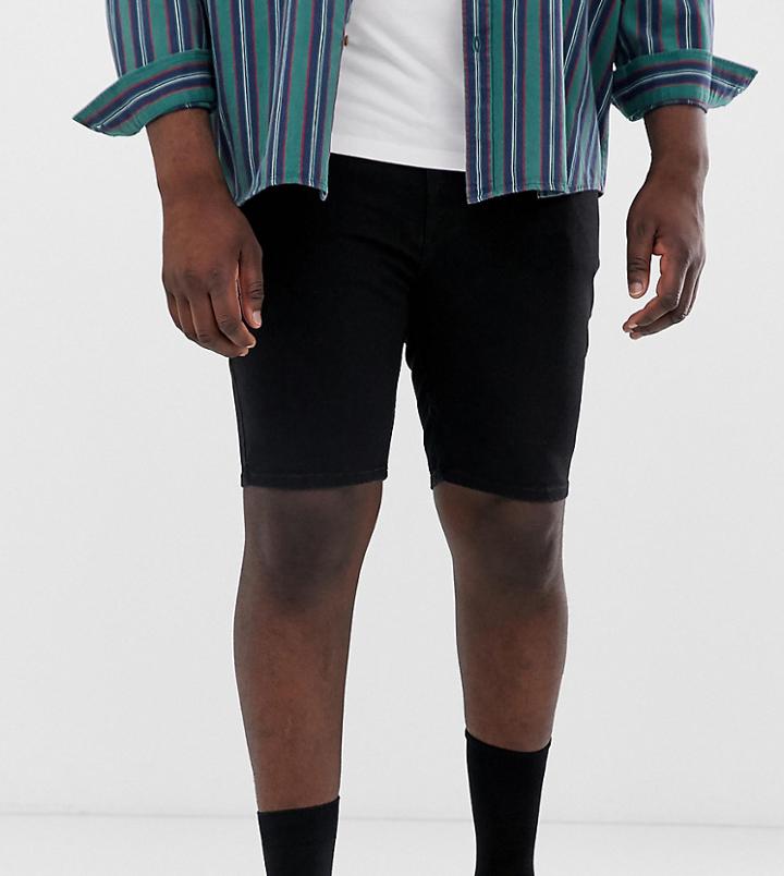 Asos Design Plus Denim Shorts In Spray On With Power Stretch In Black - Black