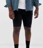 Asos Design Plus Denim Shorts In Spray On With Power Stretch In Black - Black