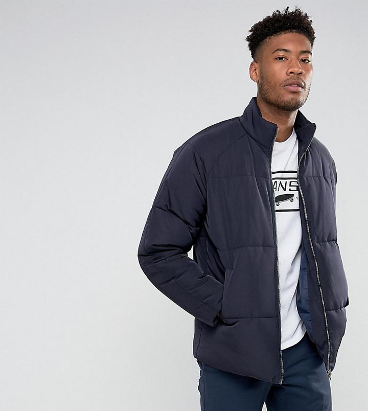 Asos Tall Puffer With Funnel Neck In Navy