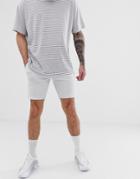 Asos Design Jersey Skinny Shorts In White Marl