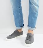 Asos Wide Fit Lace Up Sneakers In Gray Jersey Marl - Gray
