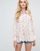 Love Printed Frill Bottom Shirt - Multi