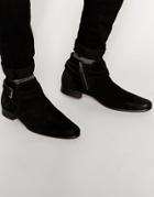 Asos Chelsea Boots In Black Suede With Buckle Strap - Black
