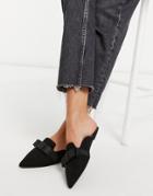Asos Design Lira Bow Satin Mules In Black