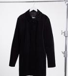 Asos Design Tall Cord Trench Coat In Black